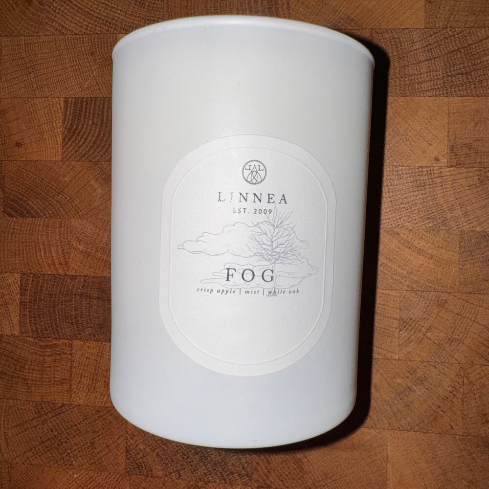 Linnea Fog Jar Candle Crisp Apple Mist White Oak 2-Wick Soy Wax Home Decorative